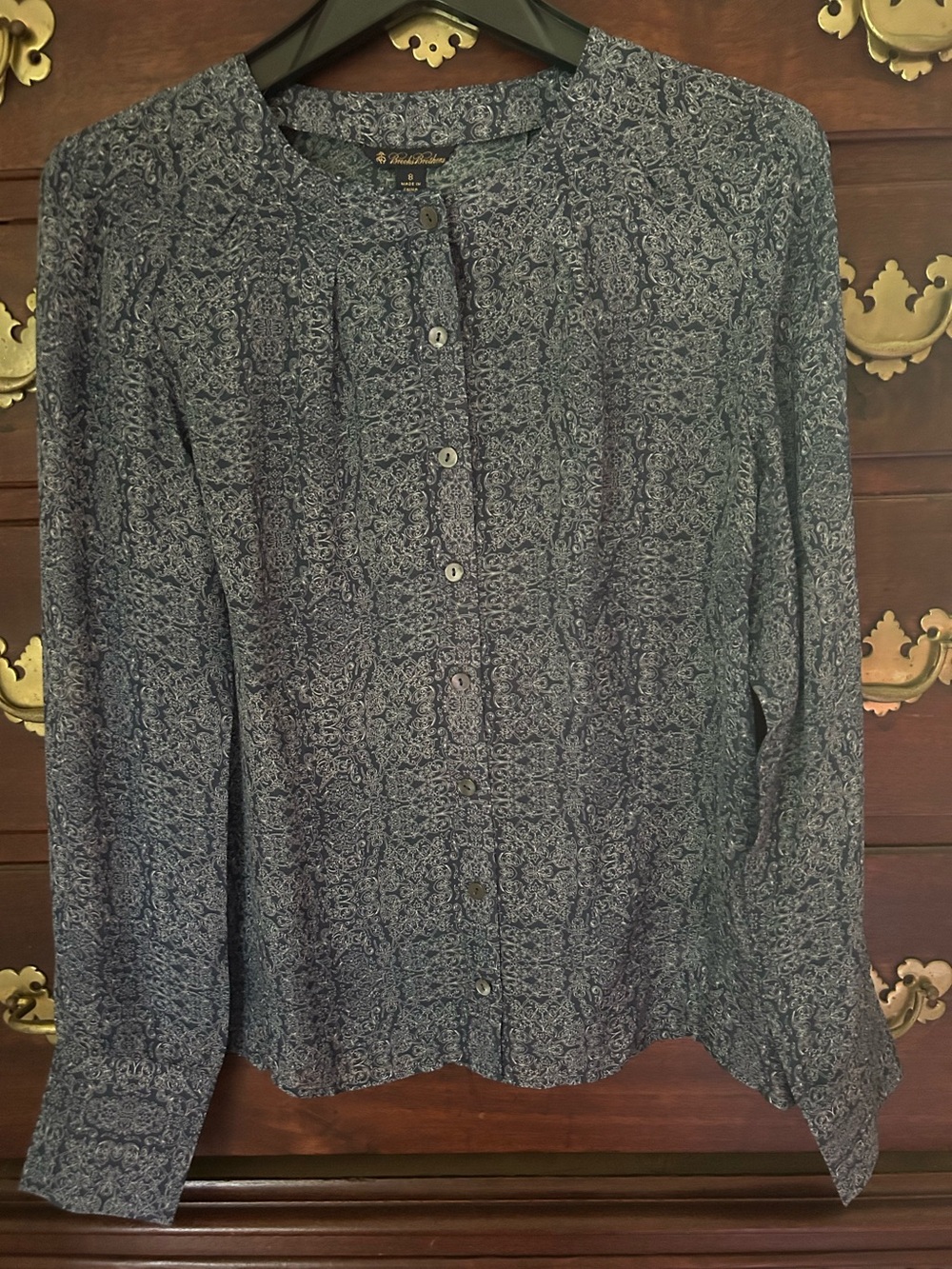 Brooks Brothers Silk, Navy, Button-Down Shirt & Camisole